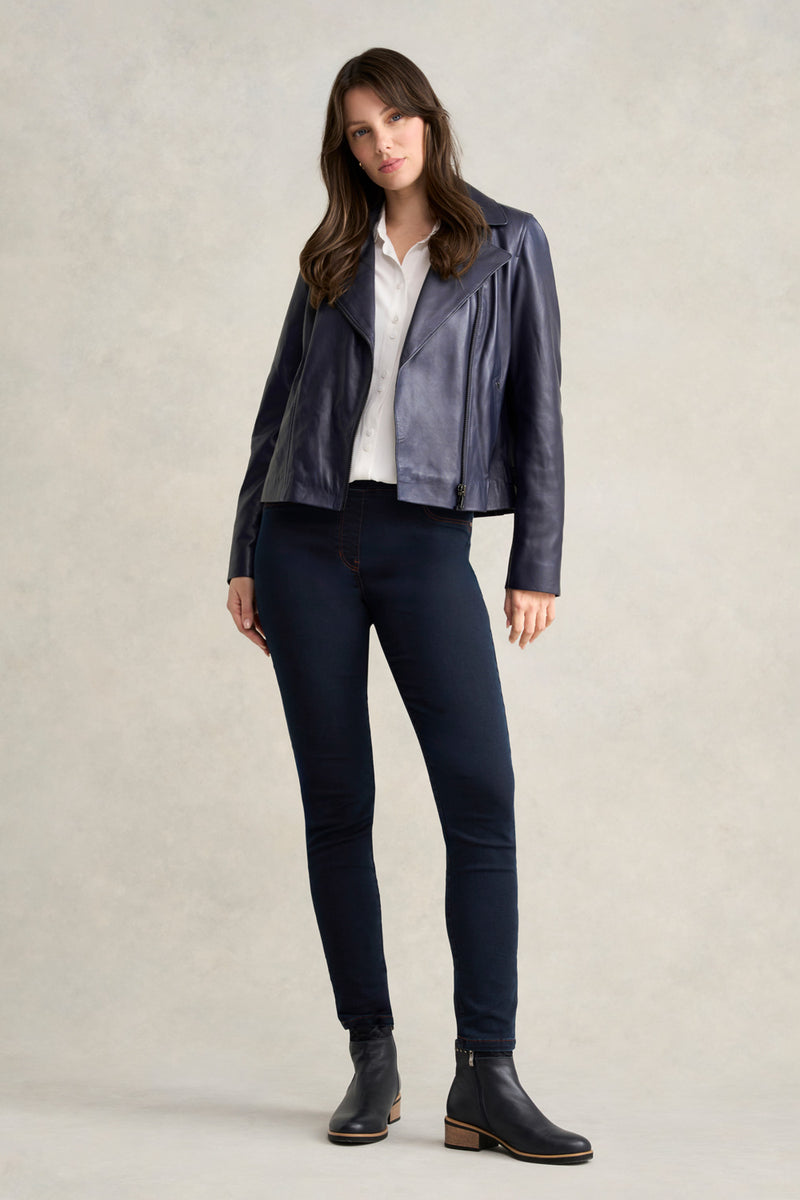 Leather Moto Jacket - Ink