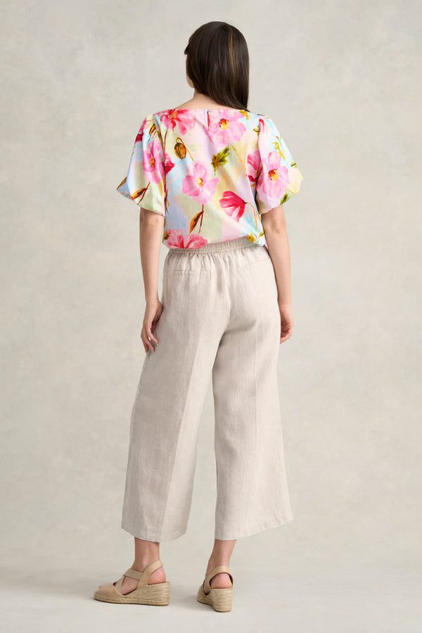 Linen 7/8th Wide Leg Pant