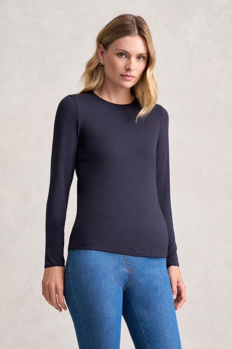 Long Sleeve Crew Neck Top - Ink