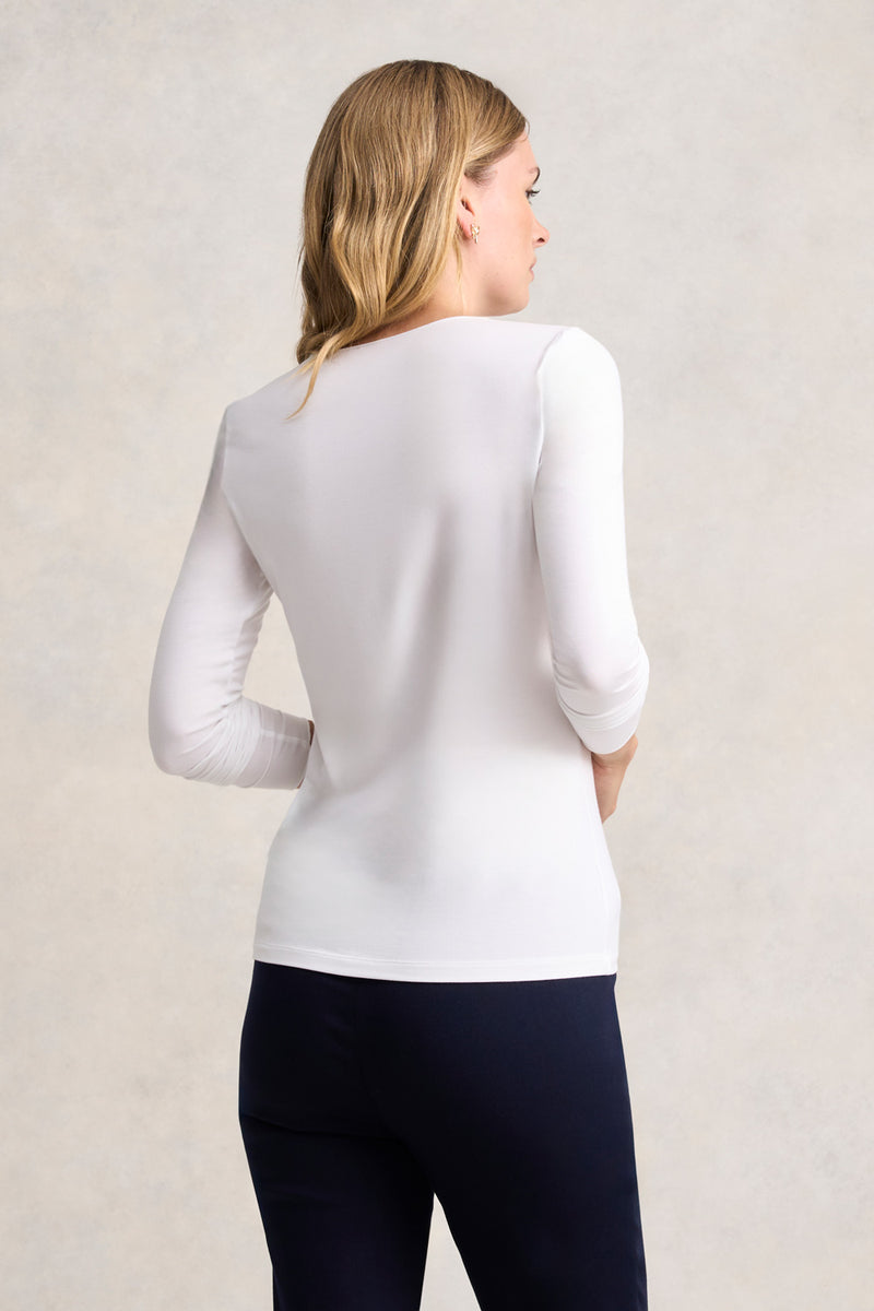 Long Sleeve Crew Neck Top - White
