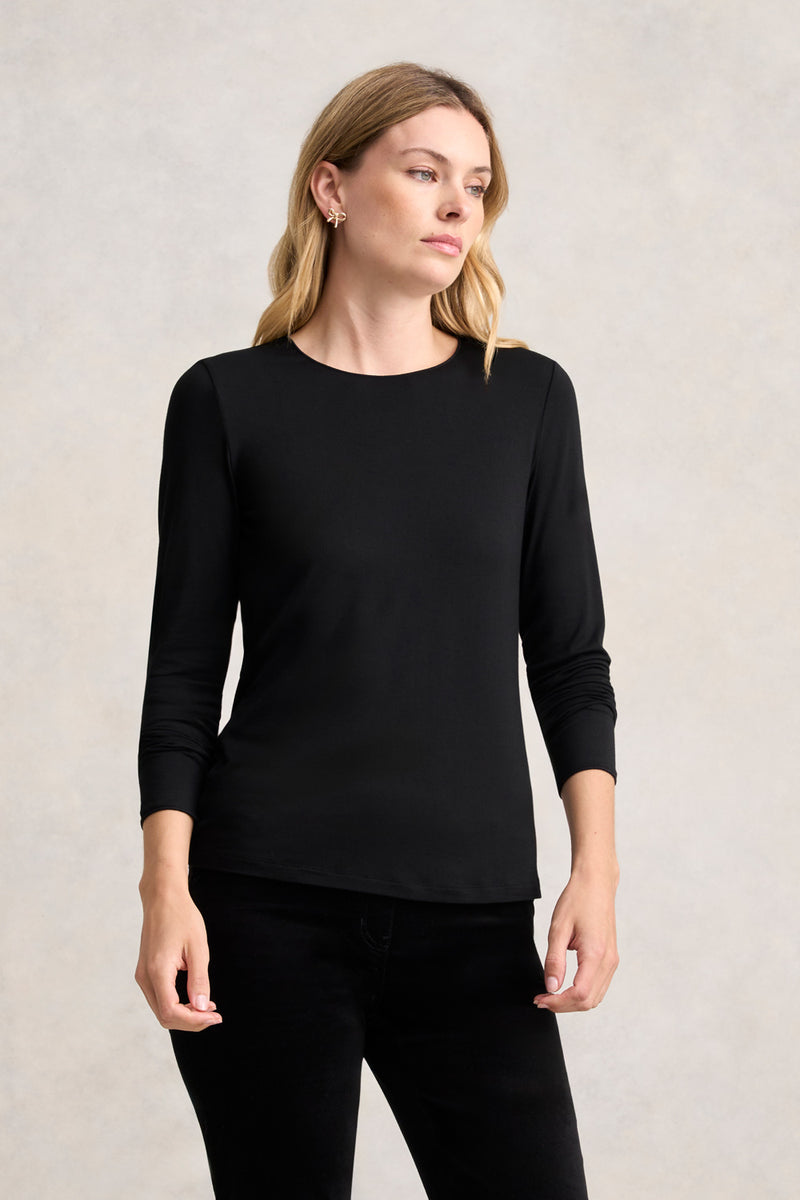 Long Sleeve Crew Neck Top - Black