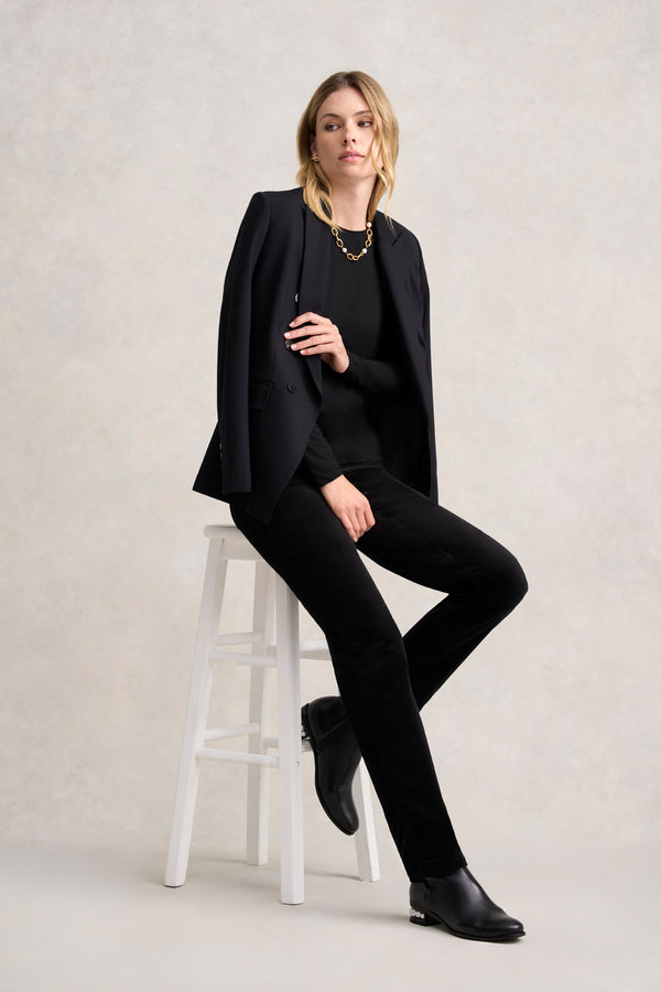 Long Sleeve Crew Neck Top - Black