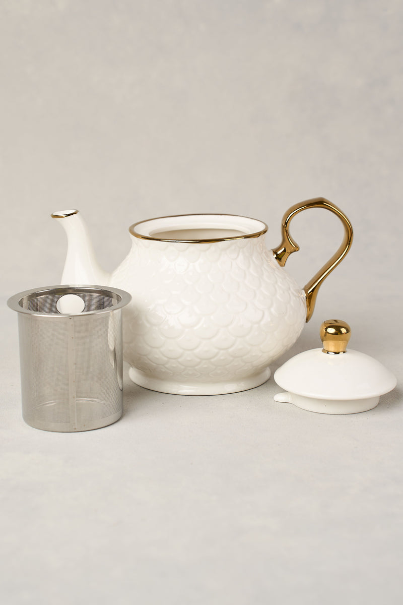 Ripple White Teapot - white