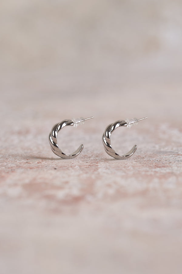 18K White Gold Plated Rope Hoops