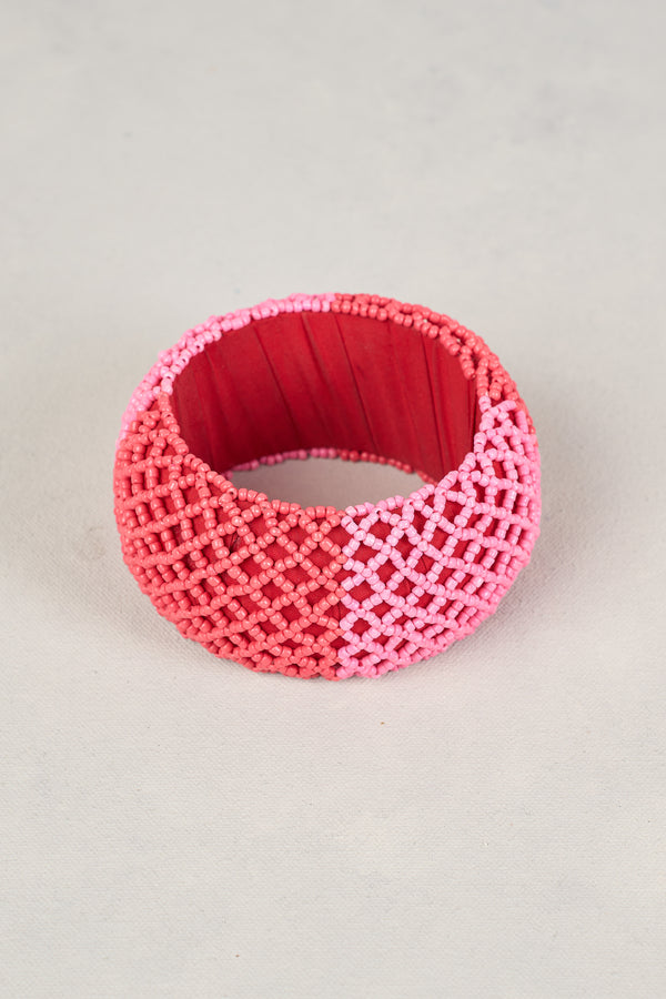 Rose Beaded Bangle - Pink Multicolour