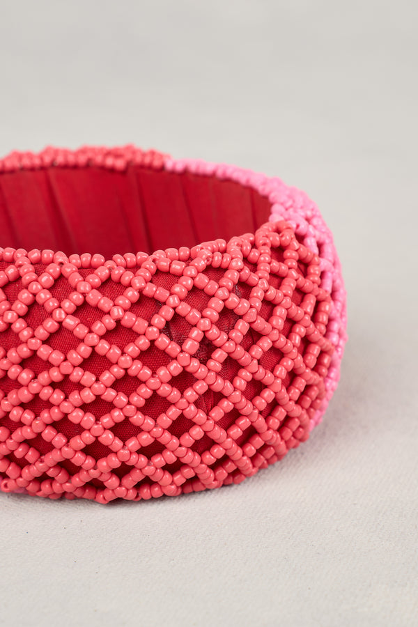 Rose Beaded Bangle - Pink Multicolour