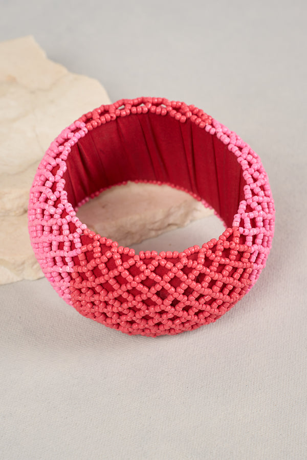 Rose Beaded Bangle - Pink Multicolour