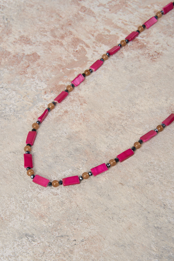 Rose Beaded Shell Necklace