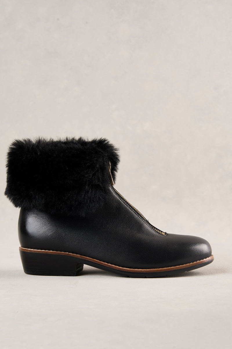 Claire Zip Front Boot - Black