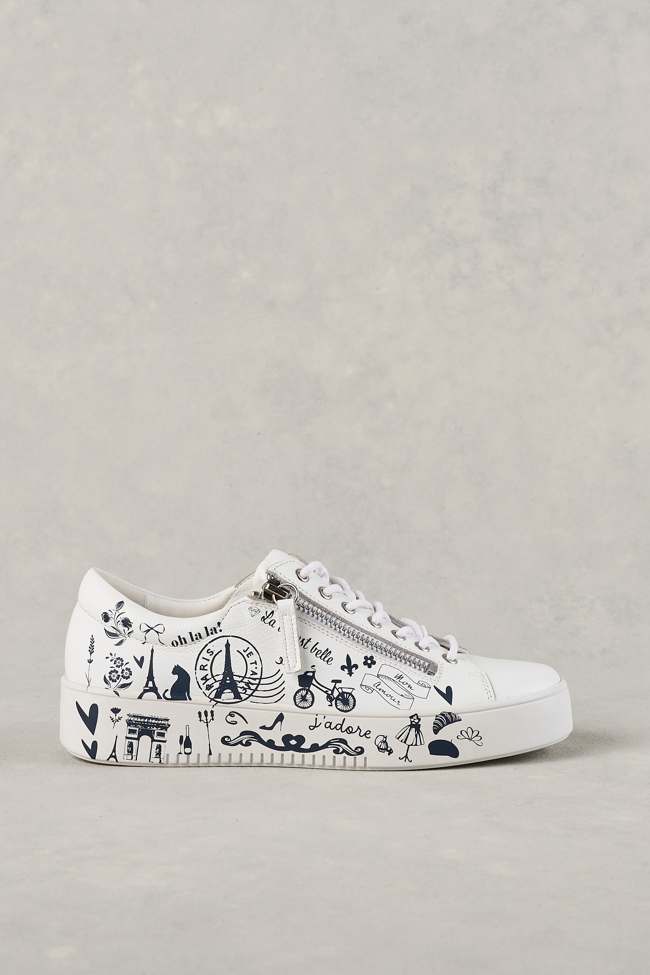 French Print Sneaker White Navy – Blue Illusion - Main Image