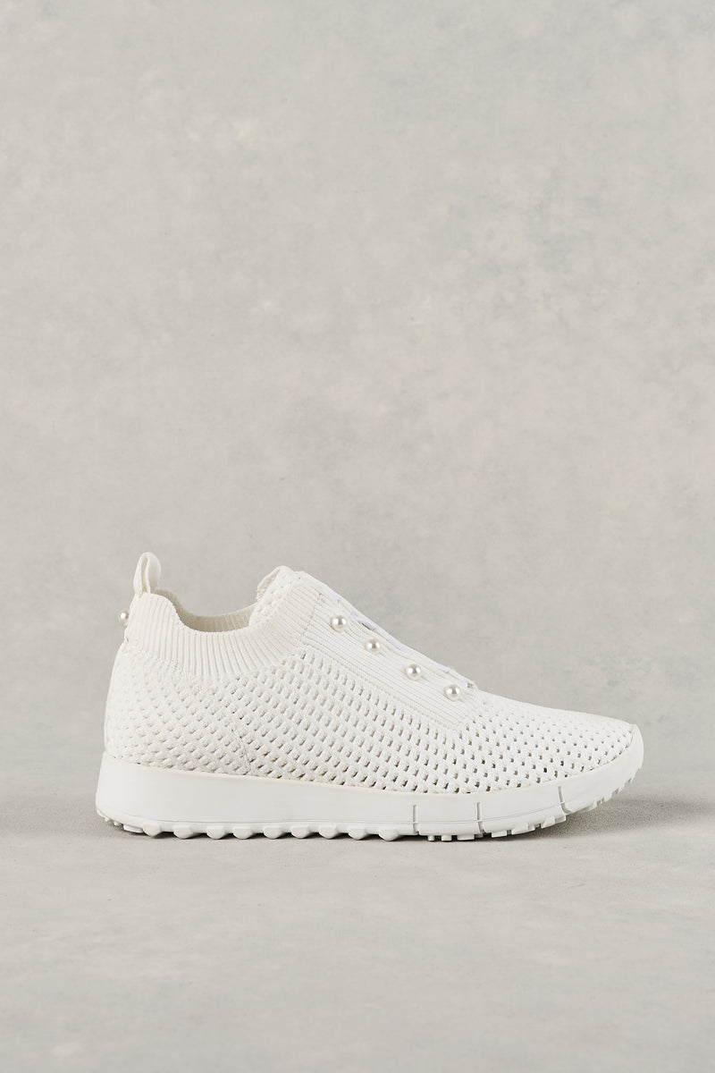 Perla Knit Sneaker - White