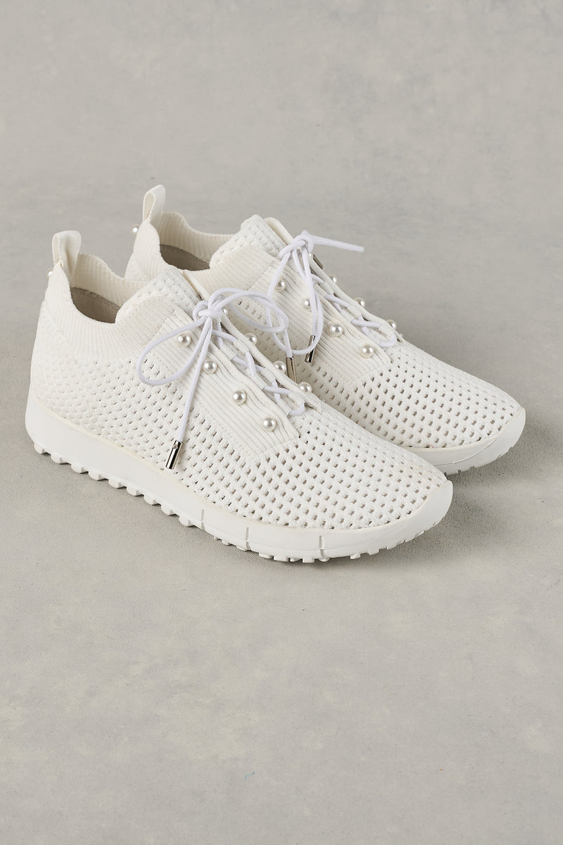 Perla Knit Sneaker - White