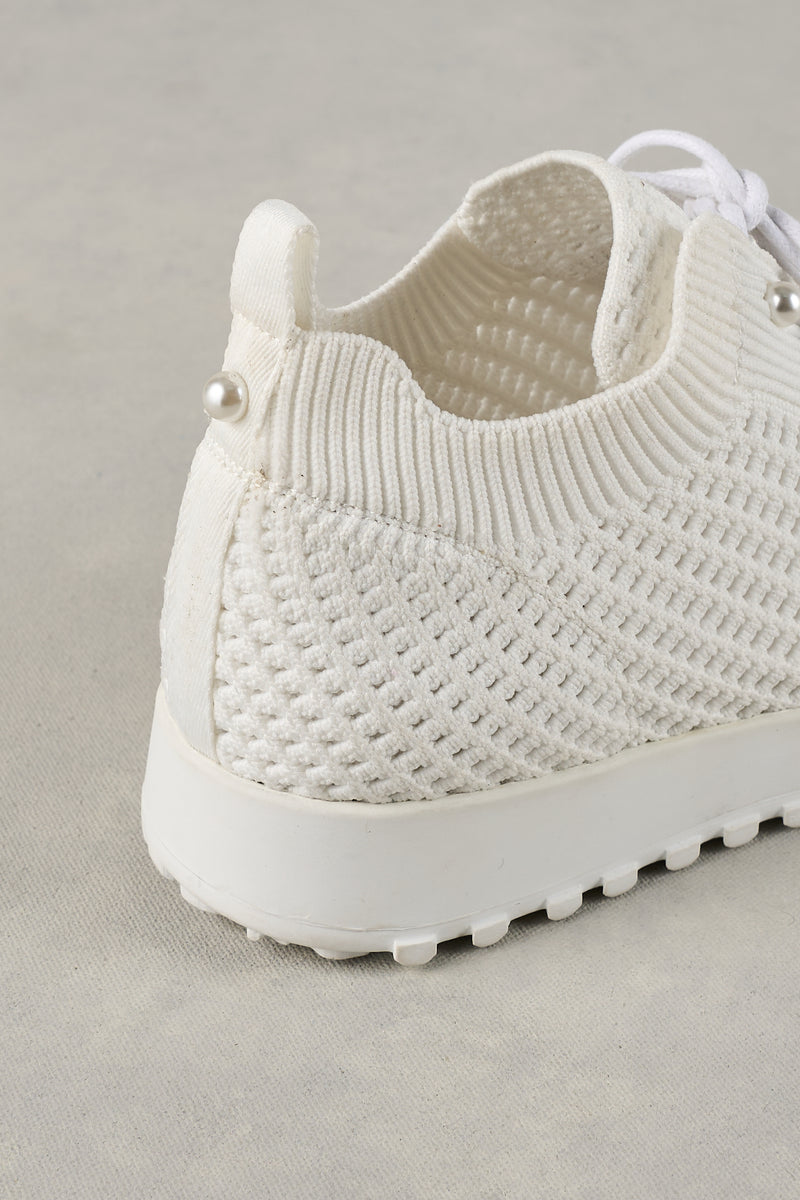 Perla Knit Sneaker - White