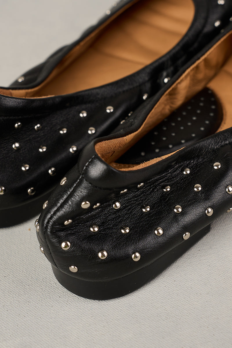 SADIE STUD BALLET FLAT - BLACK
