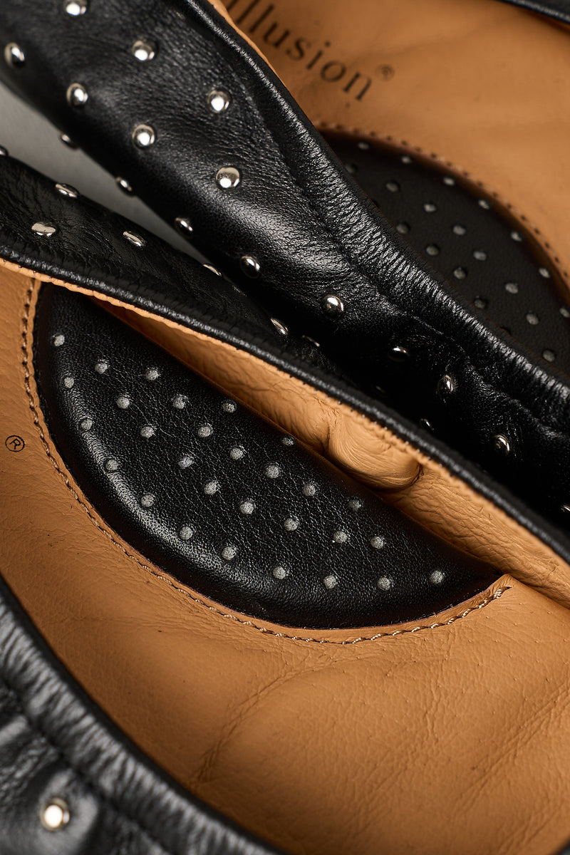 SADIE STUD BALLET FLAT - BLACK