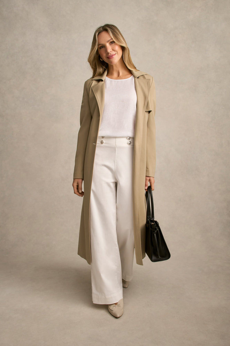 Linen Button Back Top - White