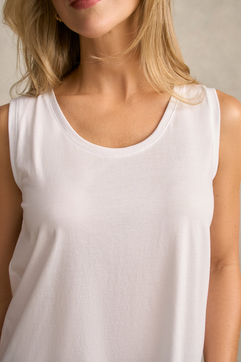 Mercerised Cotton Tank - White