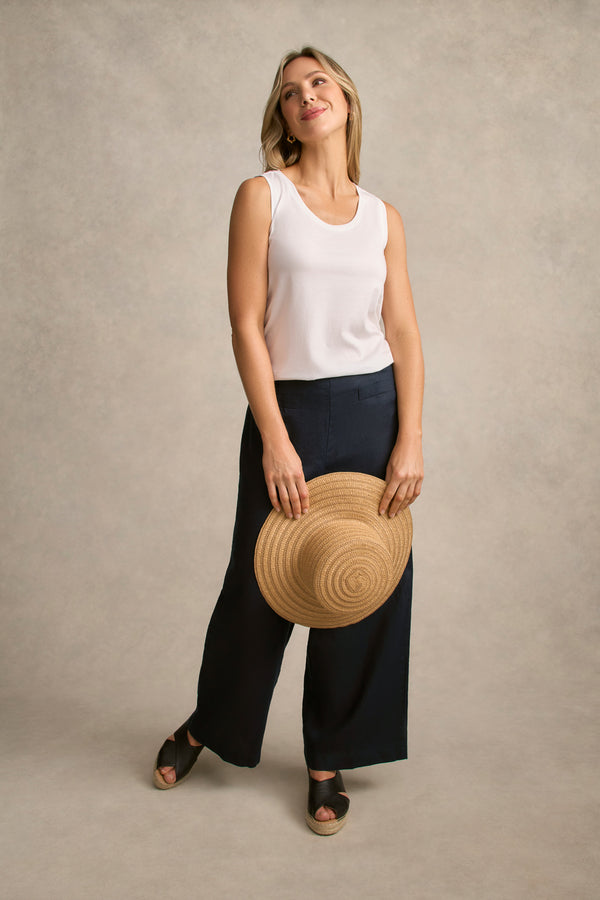 Mercerised Cotton Tank - White