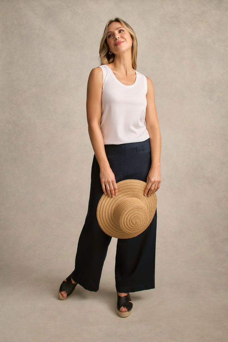 Mercerised Cotton Tank - White