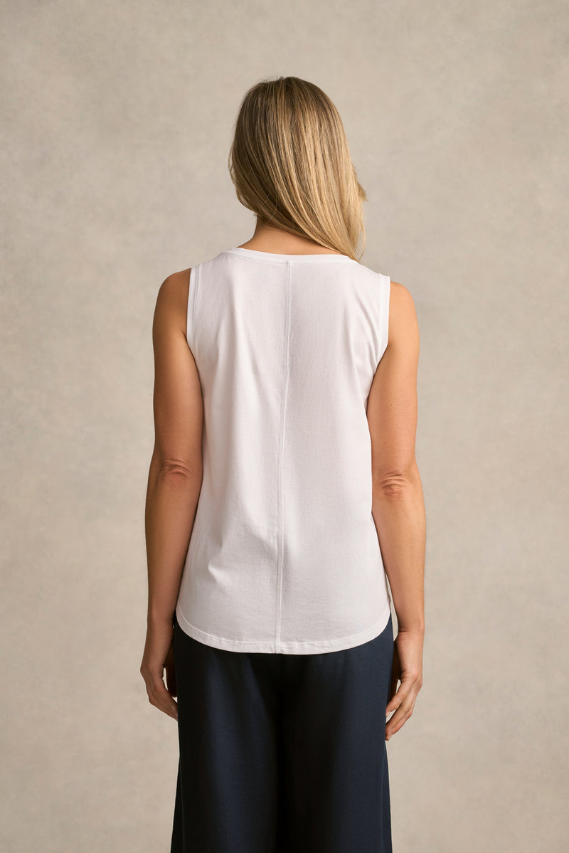 Mercerised Cotton Tank - White