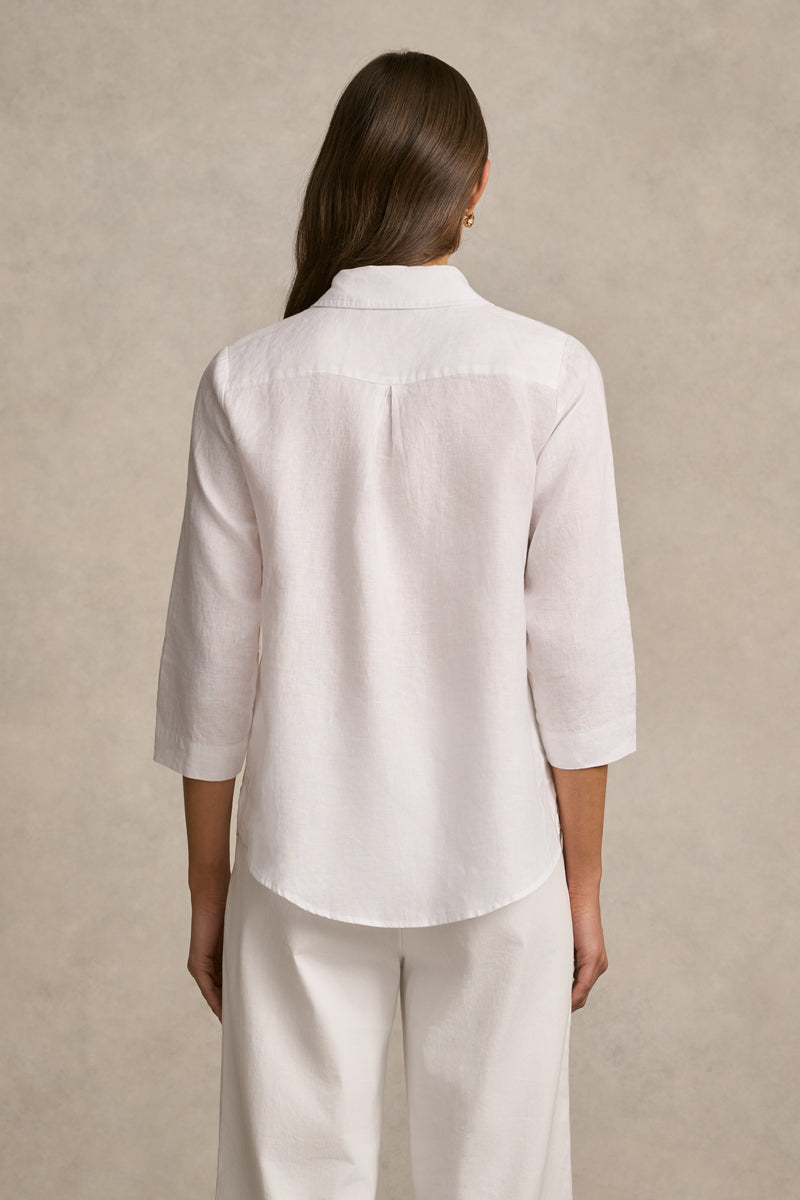 Longline French Linen Shirt - White
