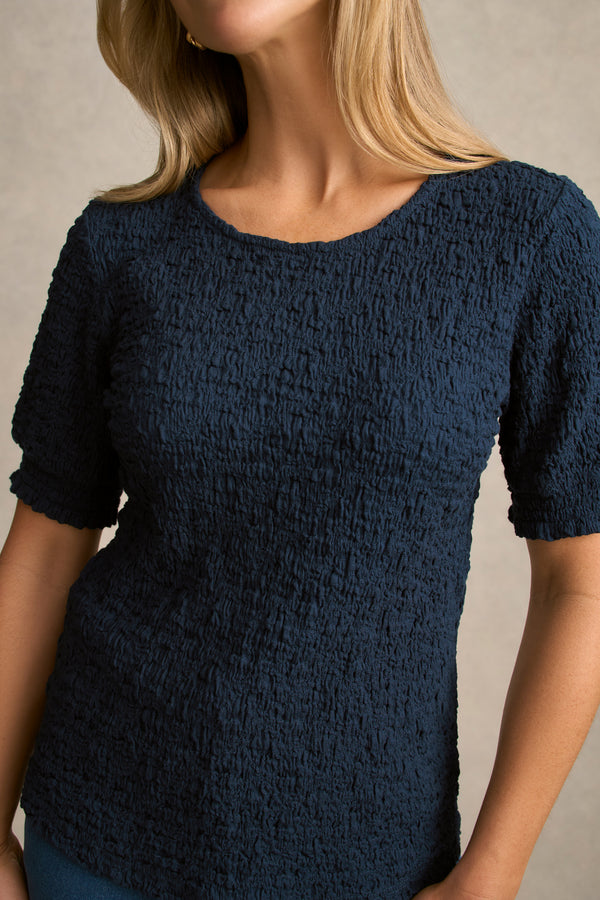 Puff Sleeve Crinkle Tee - Ink
