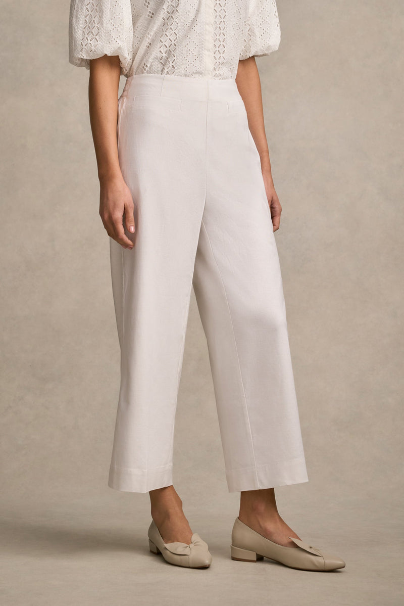 French Linen 7/8 Pant - White