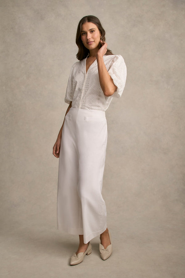 French Linen 7/8 Pant - White