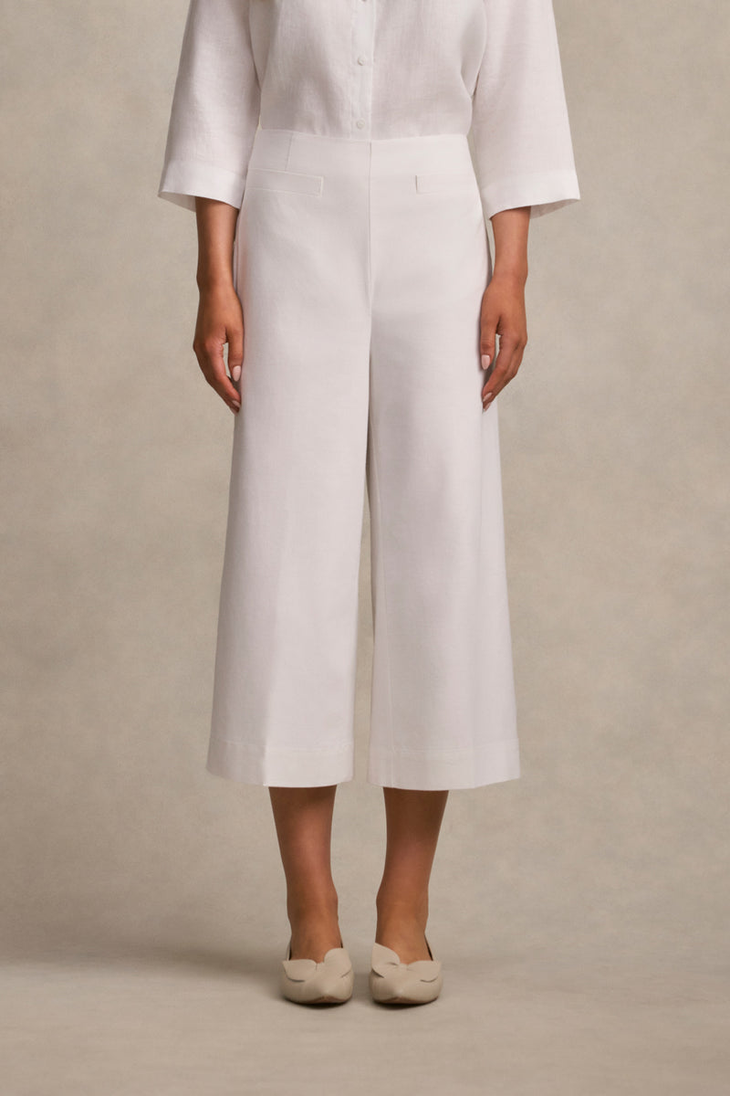 French Linen Culotte - White