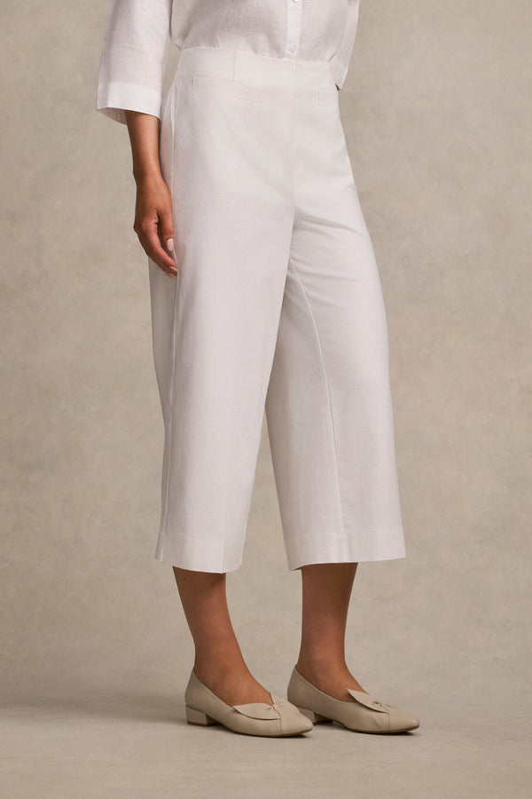 French Linen Culotte - White