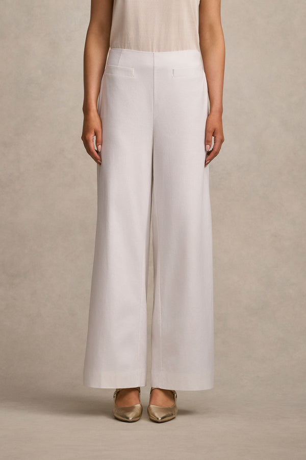 Full Length French Linen Pant - White