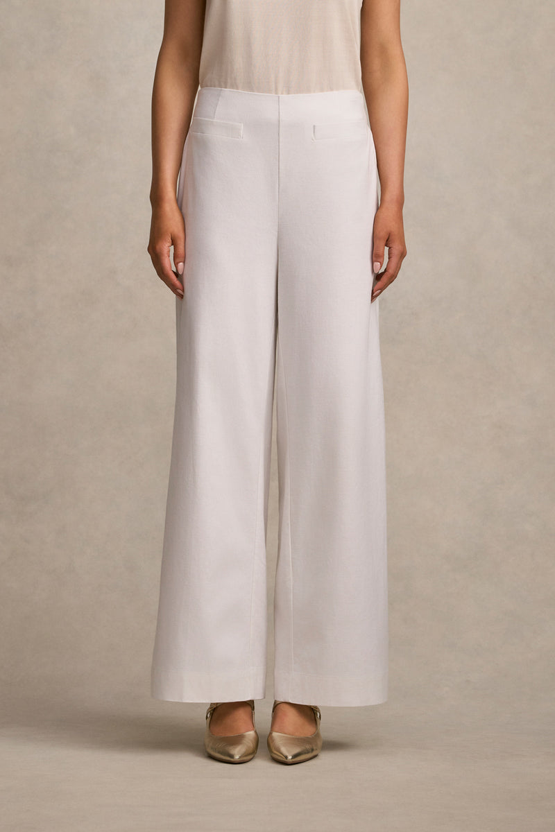 Full Length French Linen Pant - White