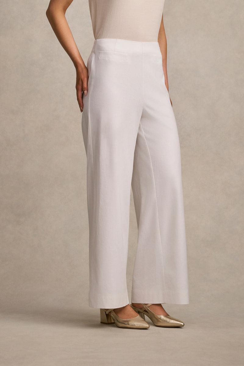 Full Length French Linen Pant - White