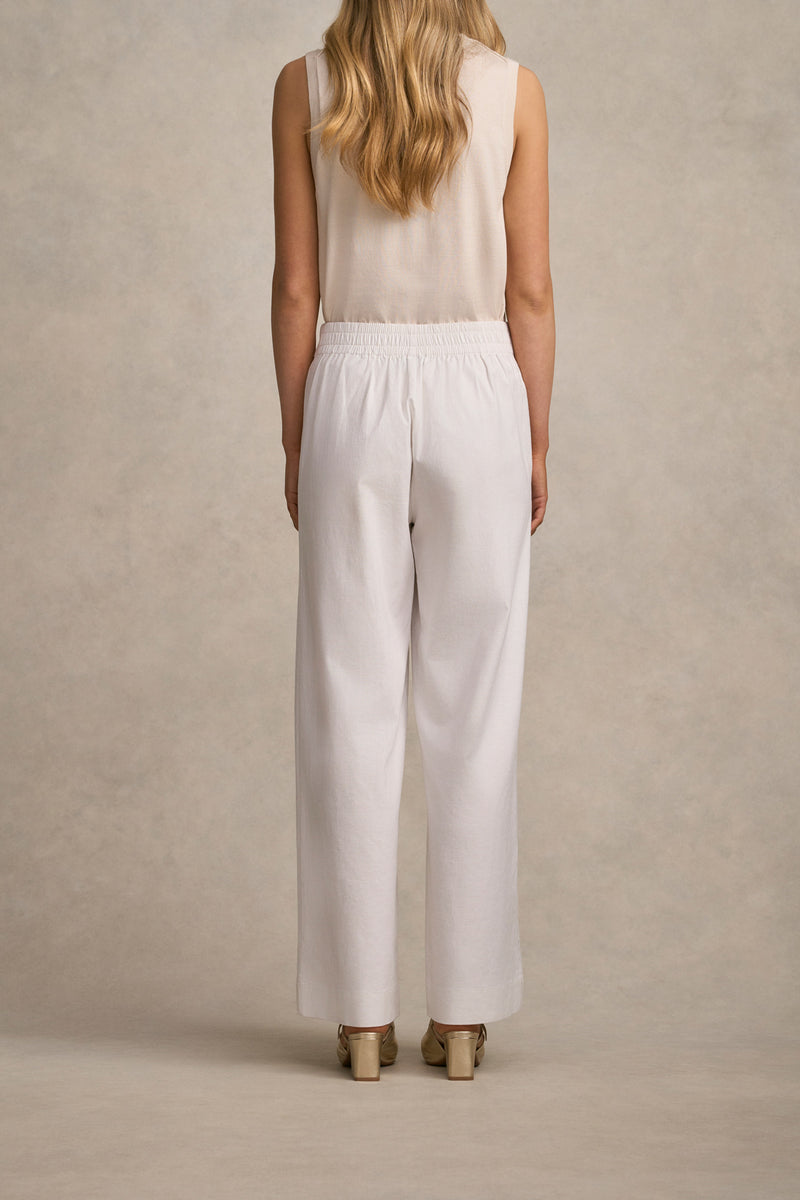 Full Length French Linen Pant - White