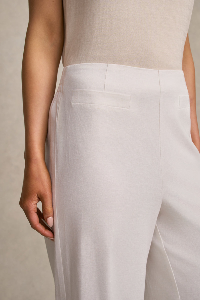 Full Length French Linen Pant - White