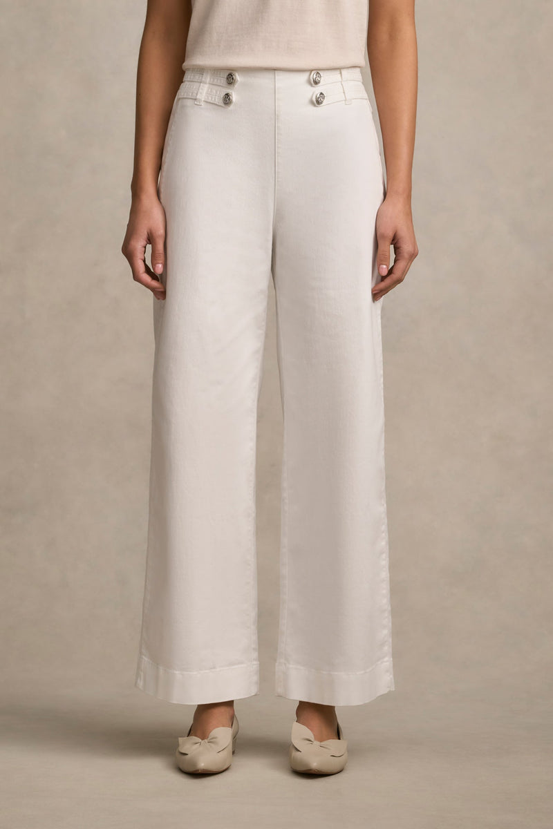 Tab Detail Wide Leg Jeans - White