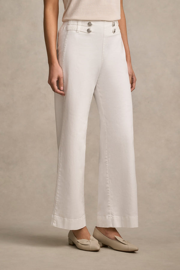Tab Detail Wide Leg Jeans - White