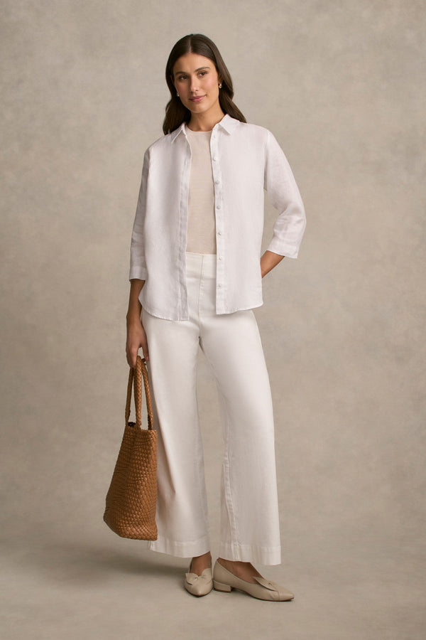 Tab Detail Wide Leg Jeans - White
