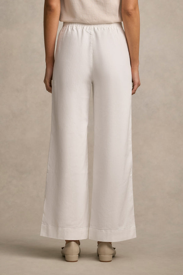 Tab Detail Wide Leg Jeans - White