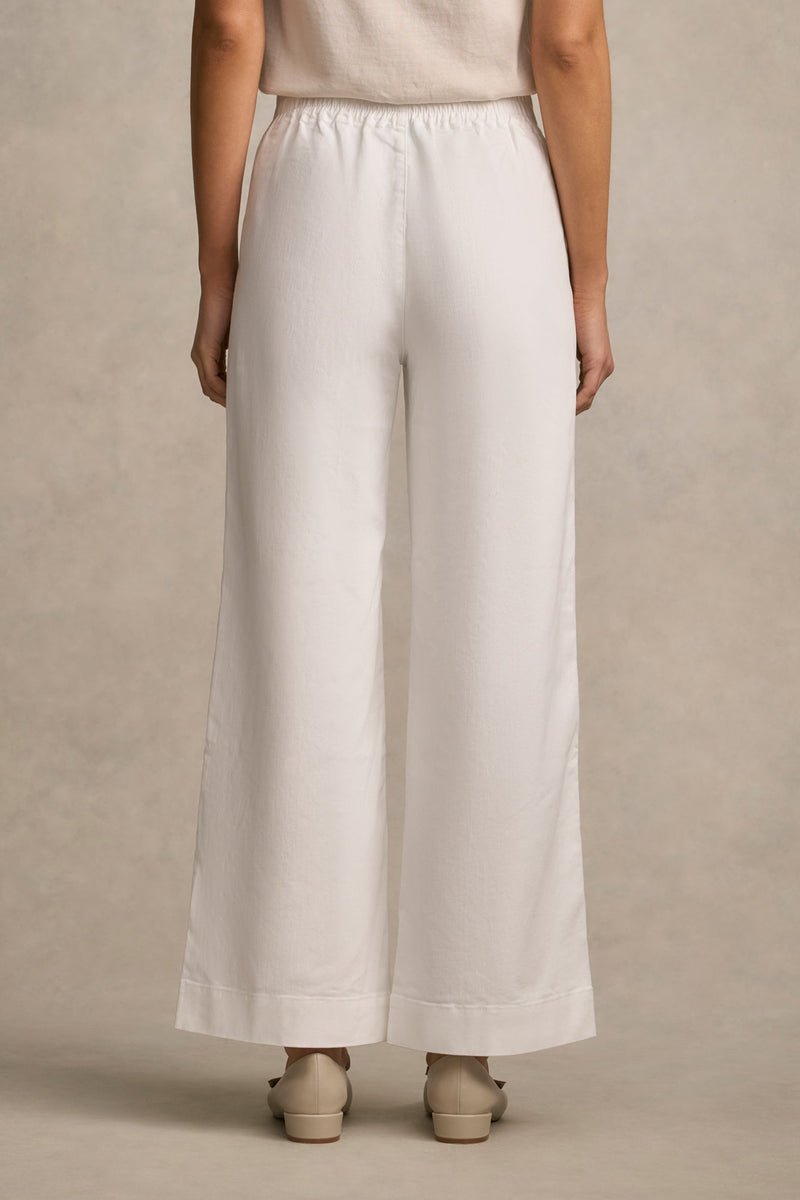 Tab Detail Wide Leg Jeans - White