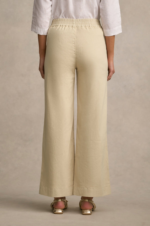 Tab Detail Wide Leg Jeans - Taupe