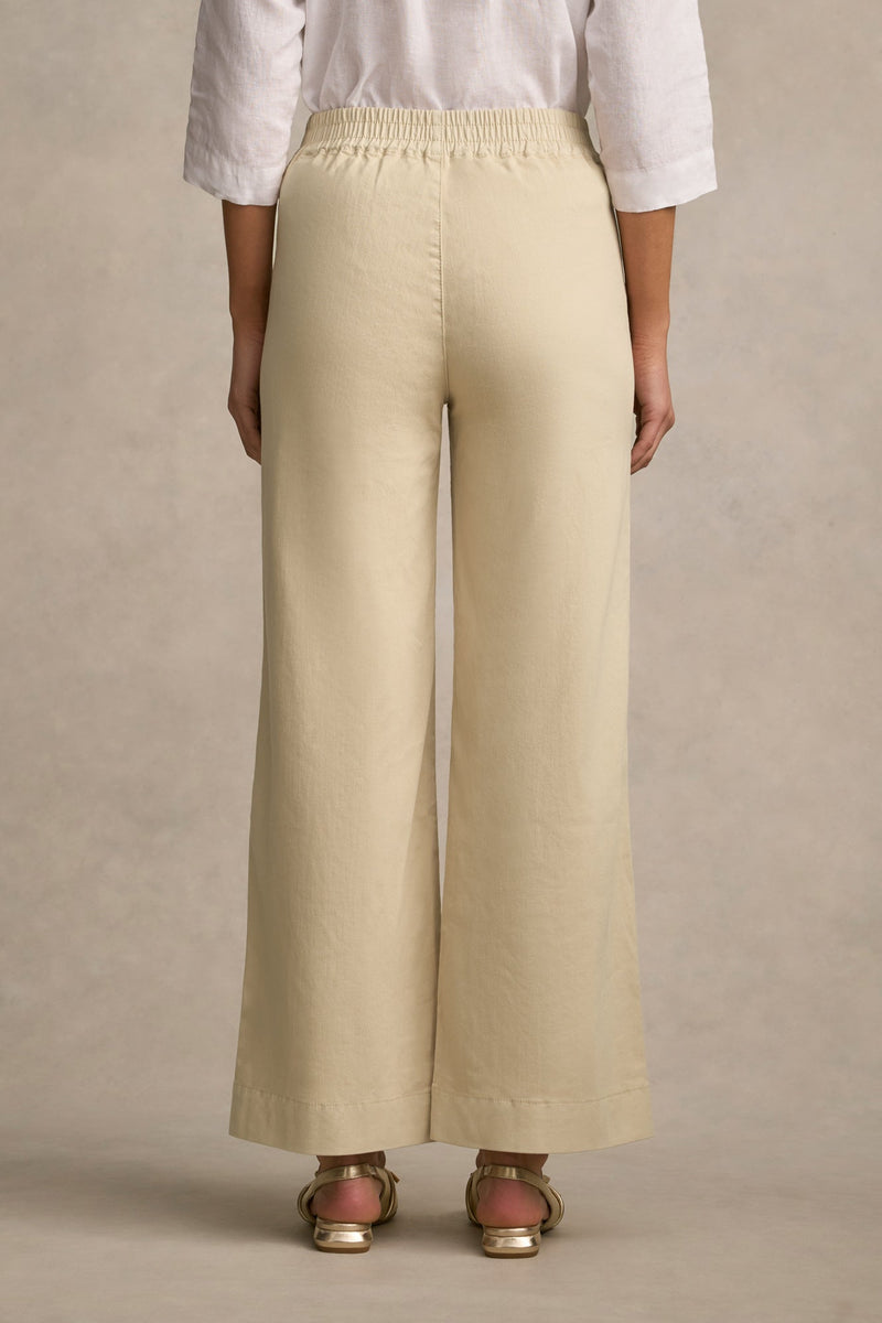 Tab Detail Wide Leg Jeans - Taupe