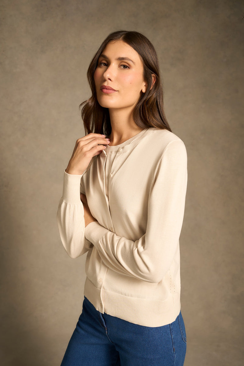 Cotton Knit Cardigan - Vanilla