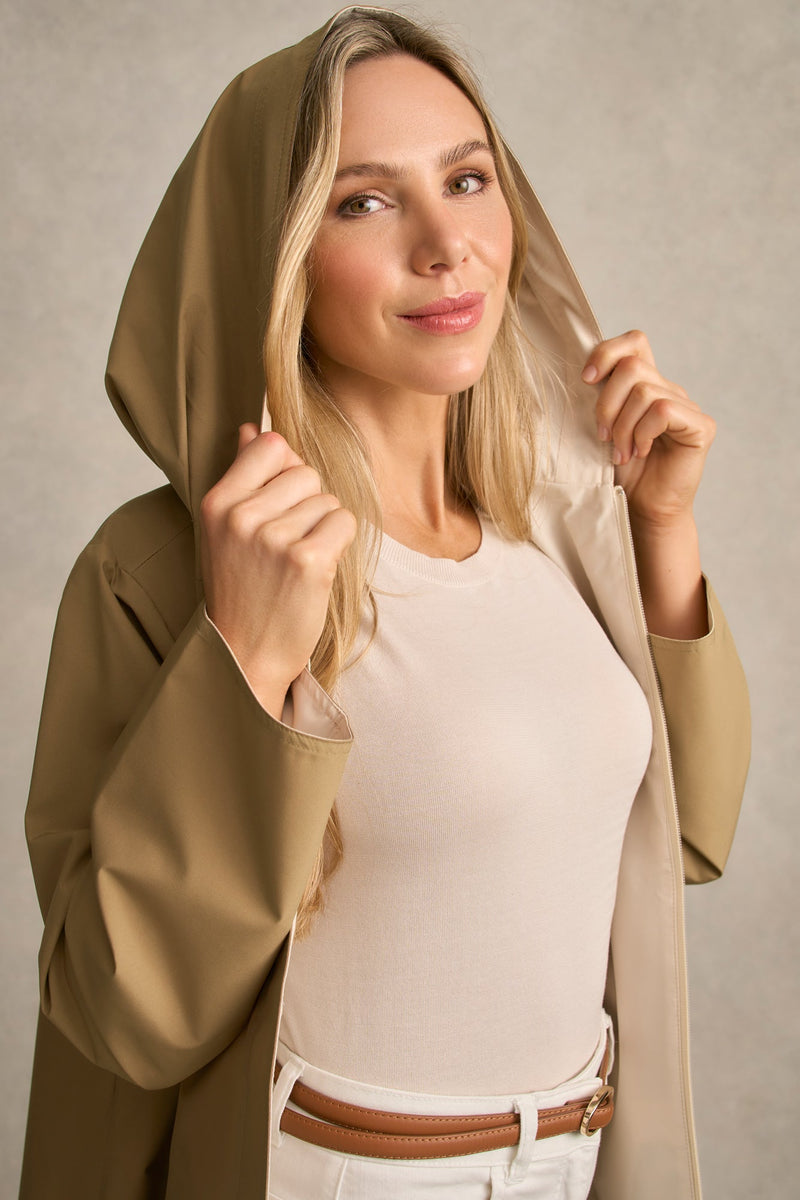 Reversible Rain Jacket - Tan / Soft Cream