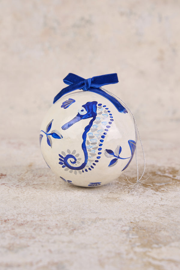 Seaside Toile Bauble 4"