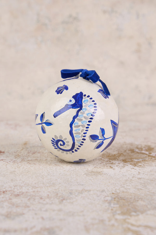 Seaside Toile Bauble 4"