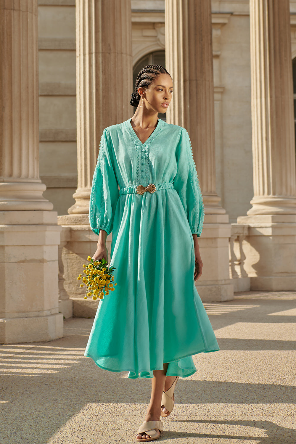 Mint green 2024 linen dress