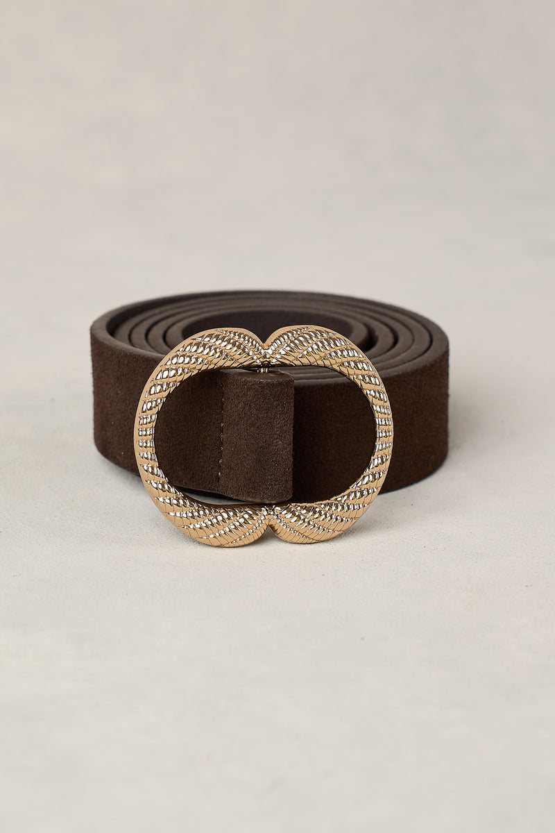 SIENNA SUEDE BELT - CHOCOLATE
