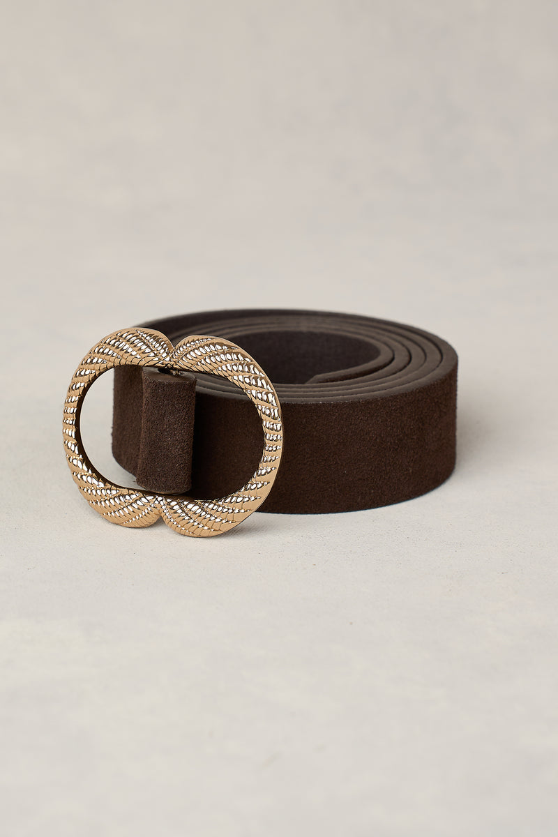 SIENNA SUEDE BELT - CHOCOLATE