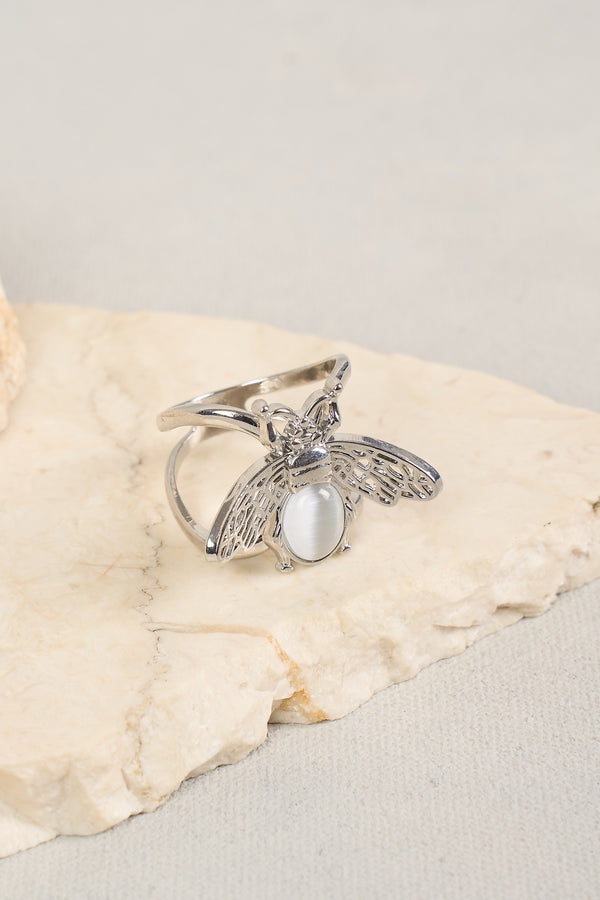 SILVER BEE SCARF RING - SILVER